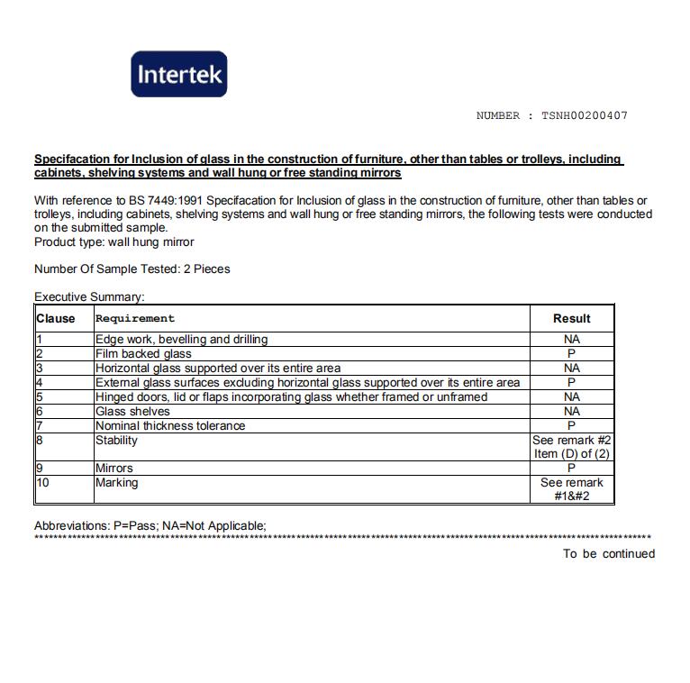INFORME DE PRUEBA BS7449 para espejo